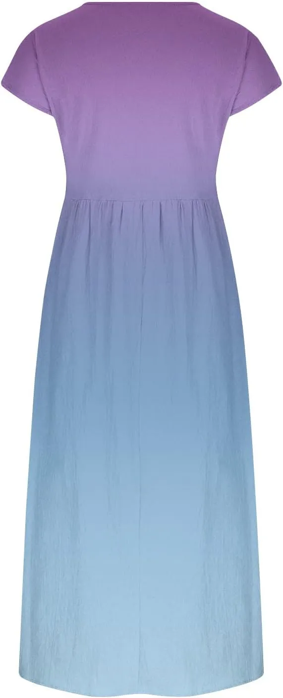 TANGNADE Plus Size Cotton Linen Dresses for Women Short Sleeve Summer Maxi Dress with Pockets Flowy Vacation Dresses