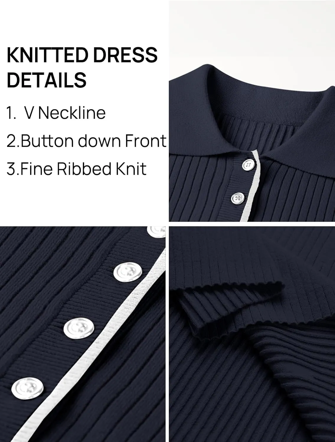 TECREW Women's Long Sleeve V Neck Sweater Maxi Dress Button Bodycon Fitted Fall Ribbed Knit Dresses