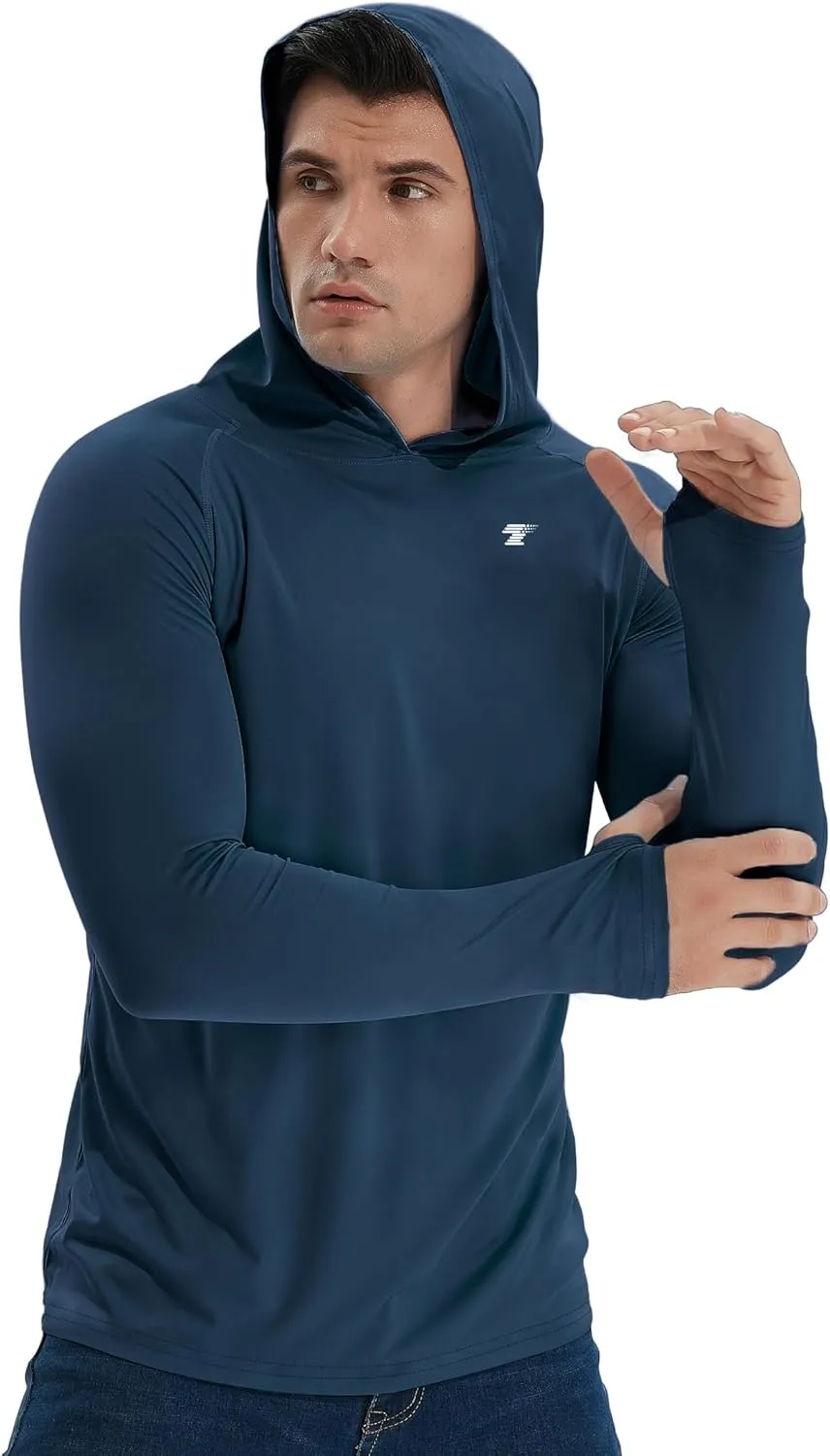 TELALEO 3/2 Pack Men's UPF 50  Sun Protection Lightweight Hoodie Performance Long Sleeve SPF UV Shirt for Fishing Running