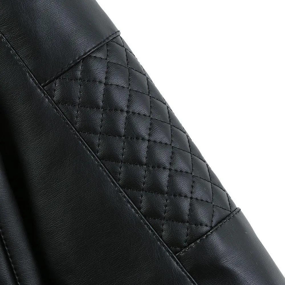 Toddler Boy Girl Motorcycle Faux Leather Jackets Lapel Crop Long Sleeve Button Fall Winter Outerwear Coat