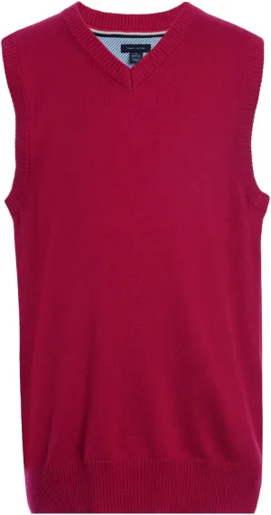 Tommy Hilfiger Boy's Sleeveless V-neck Sweater Vest, Kids School Uniform Clothes, Pullover