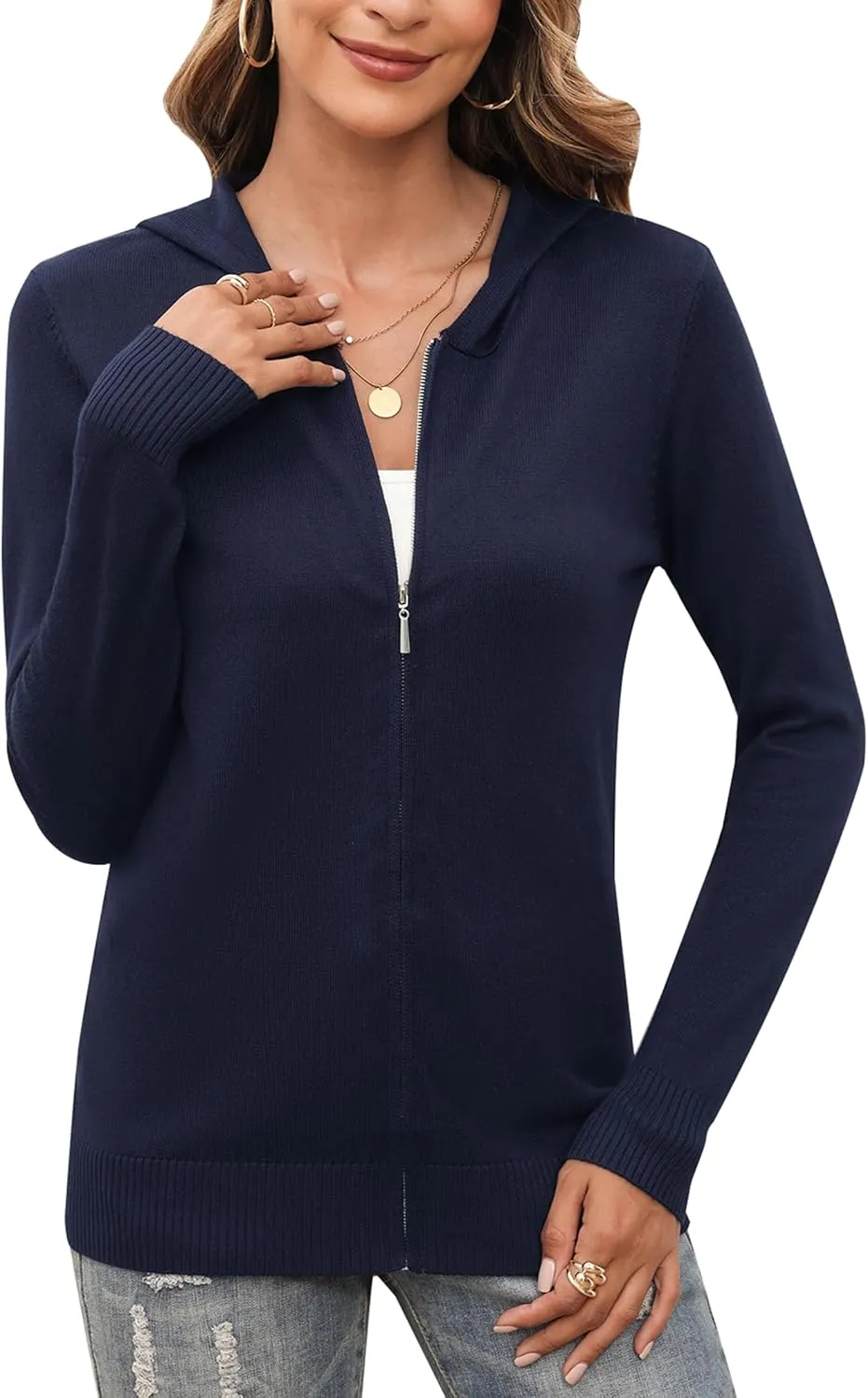Totatuit Womens Zip Up Hoodies Long Sleeve Sweatshirts Casual Lightweight Jackets Hooded S-XXL
