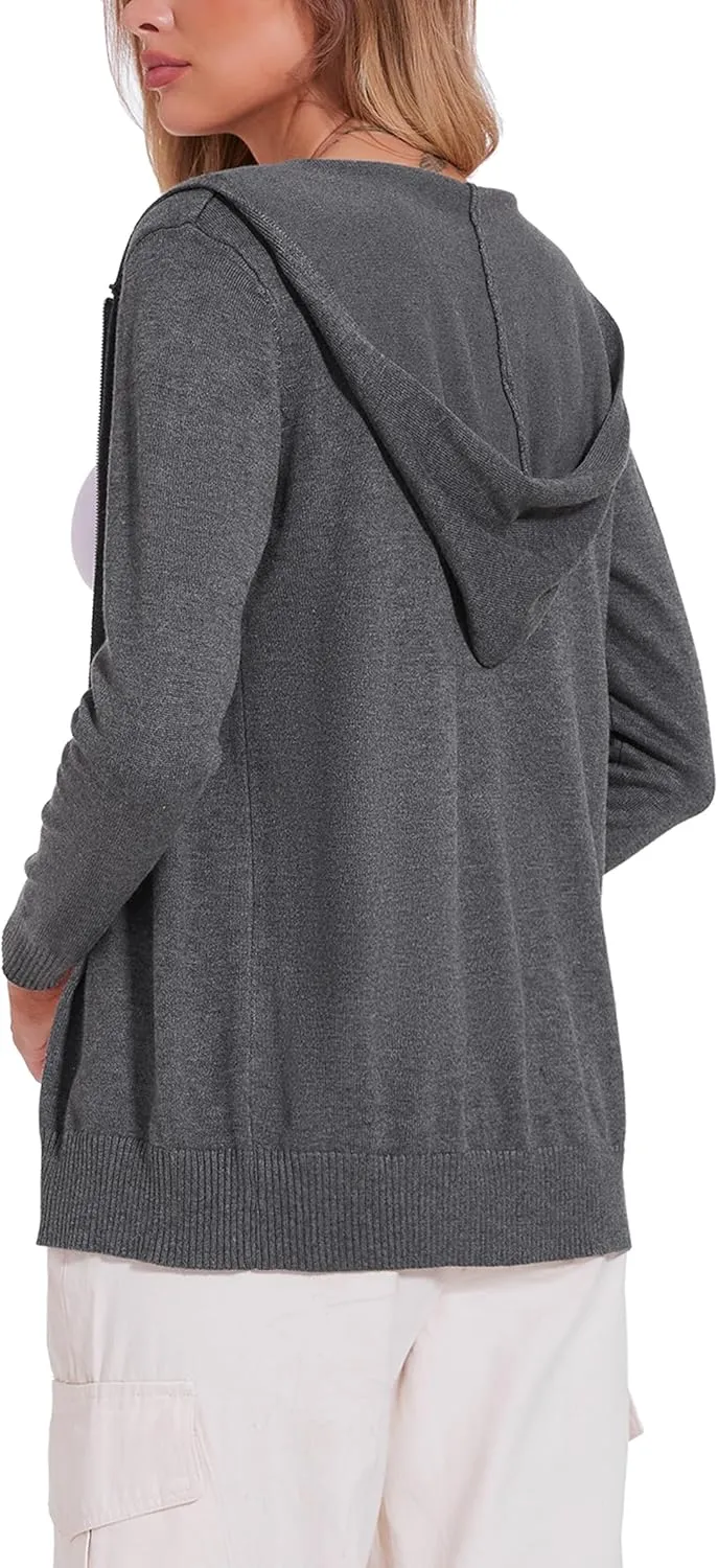 Totatuit Womens Zip Up Hoodies Long Sleeve Sweatshirts Casual Lightweight Jackets Hooded S-XXL