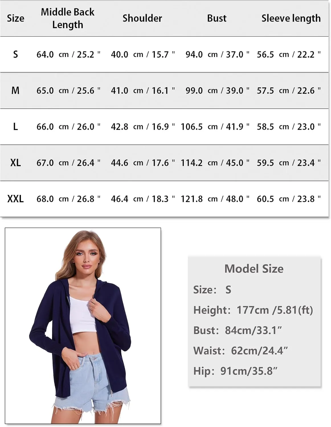 Totatuit Womens Zip Up Hoodies Long Sleeve Sweatshirts Casual Lightweight Jackets Hooded S-XXL