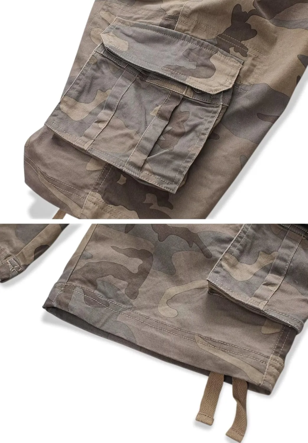 TRGPSG Men's Camo Multi-Pocket Relaxed Fit Casual Shorts,Outdoor Camouflage Twill Cargo Shorts 11" Inseam(No Belt)