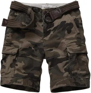 TRGPSG Men's Camo Multi-Pocket Relaxed Fit Casual Shorts,Outdoor Camouflage Twill Cargo Shorts 11" Inseam(No Belt)
