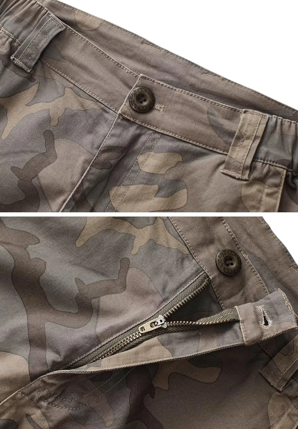 TRGPSG Men's Camo Multi-Pocket Relaxed Fit Casual Shorts,Outdoor Camouflage Twill Cargo Shorts 11" Inseam(No Belt)
