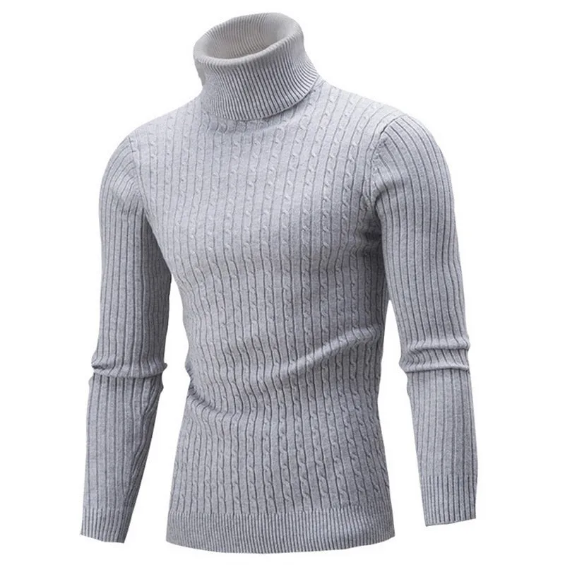 Turtleneck Sweater Casual MenWarm Knitted Sweater Keep Warm