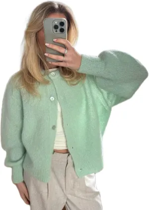 UAURORAO Women Crewneck Sweater Cardigan Lightweight Button Down Fuzzy Knit Outwear Coats Cute Fluffy Sweater Jacket