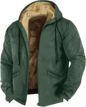 Ugly Christmas Hoodie Fleece Sherpa Lined Full-Zip Sweatshirt Snowflake Reindeer Loose Christmas Sweatshirt Men
