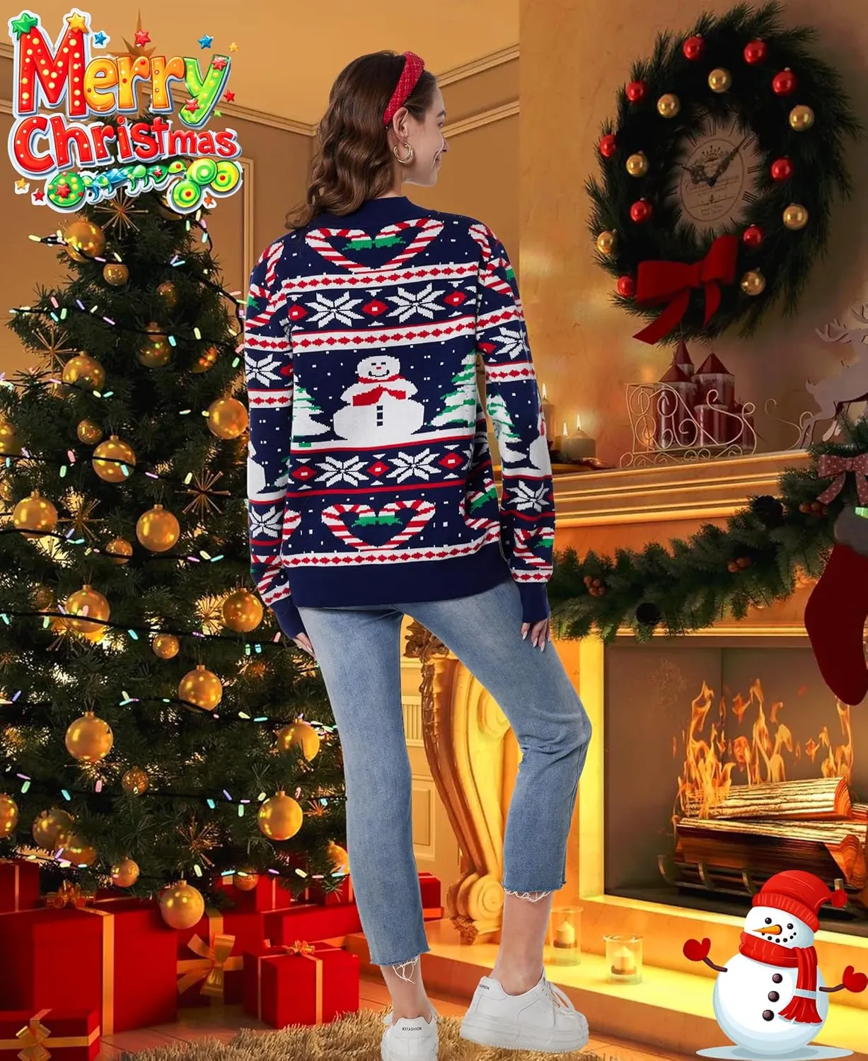Unisex Ugly Christmas Sweaters Adult Long Sleeve Crewneck Sweaters Funny Top Pullover Xmas Party Family Gatherings