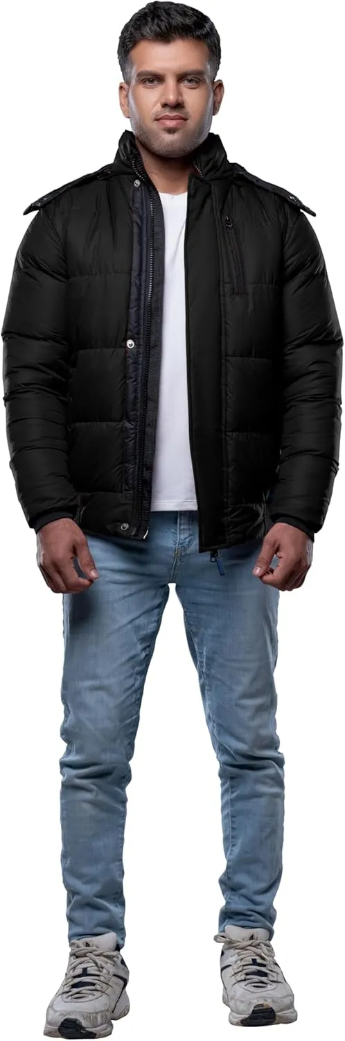 URBAN BUCK Mens Faux Fur Trimmed Hood Puffer Jacket Midweight Winter Down Windproof & Water Repellent Men Climbing Jackets