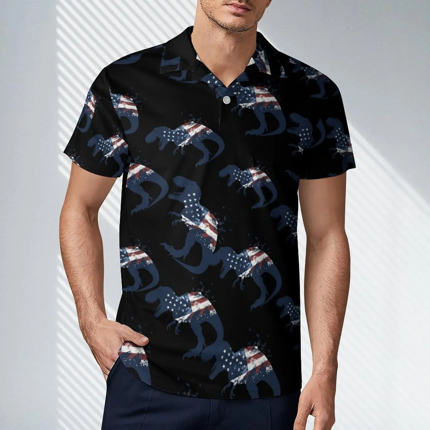 U.S. Dinosaur Men's Polo Shirt Short Sleeve Casual Athletic Quick Dry Golf T-Shirts