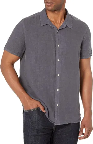 Velvet by Graham & Spencer Men's Mackie Woven Linen Button Down Short Sleeve Shirt