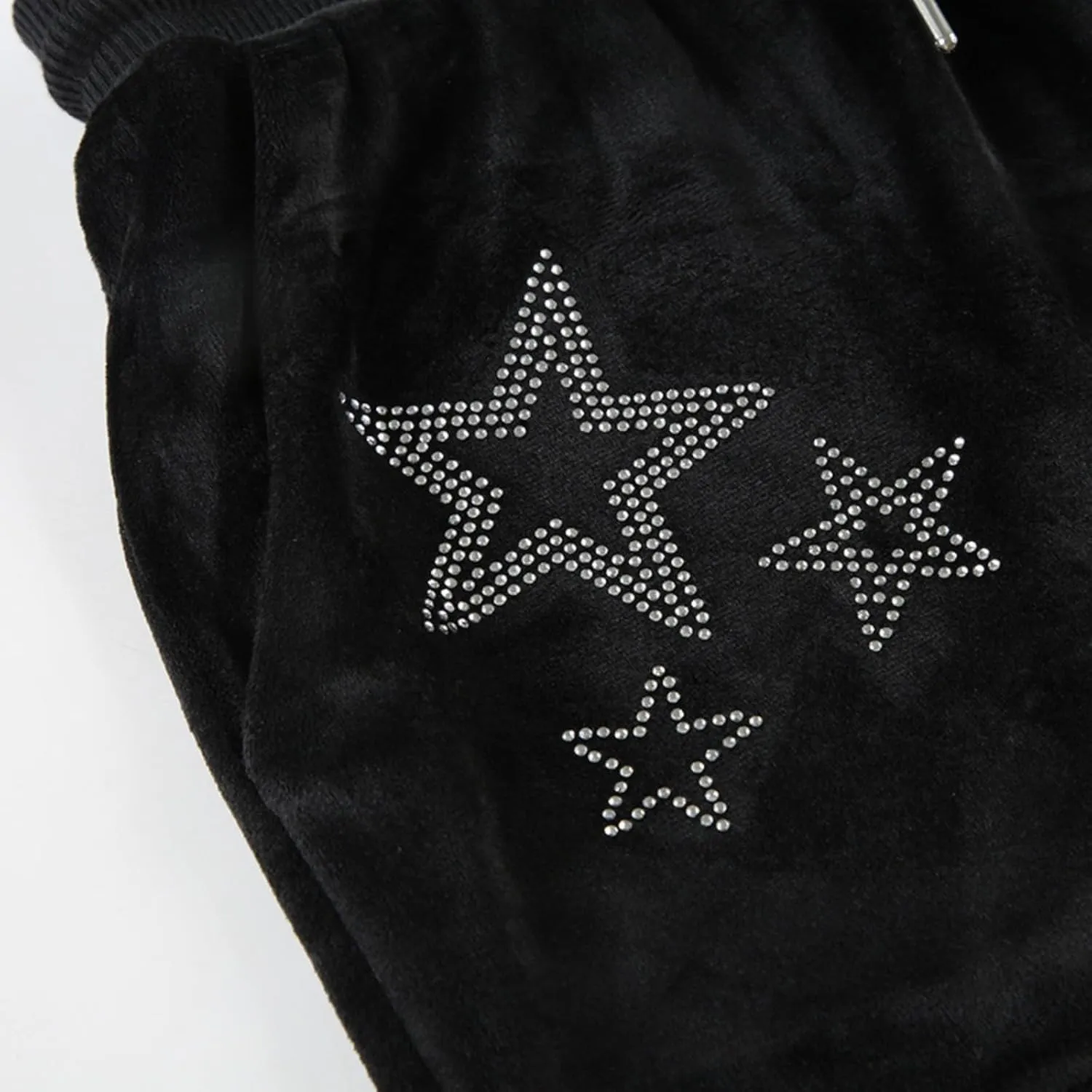 Velvet Shorts for Women Goth Star Rhinestone Drawstring Waist Y2K Aesthetic Clubwear Sexy Stretchy Hot Pants