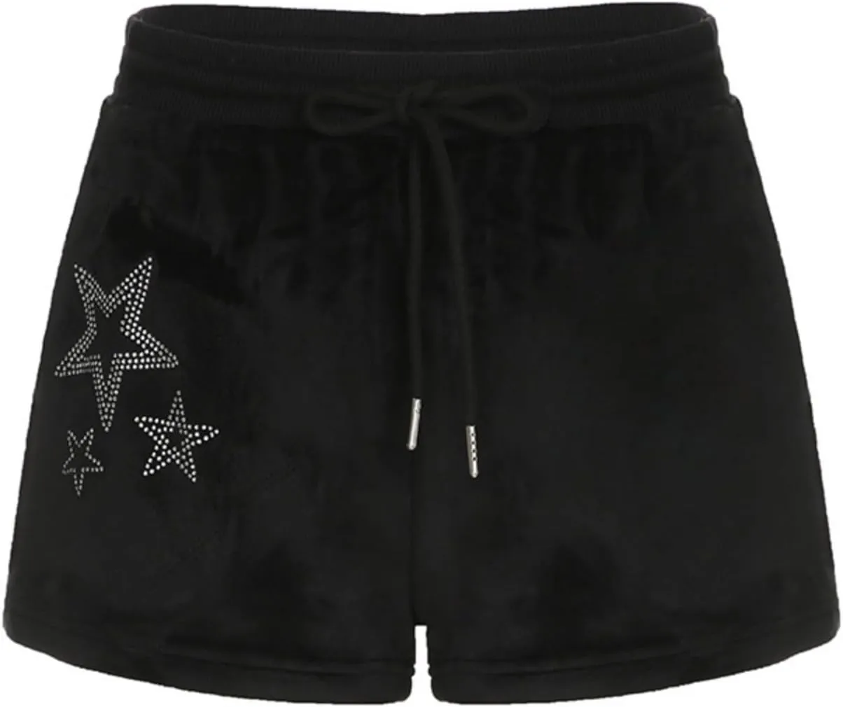 Velvet Shorts for Women Goth Star Rhinestone Drawstring Waist Y2K Aesthetic Clubwear Sexy Stretchy Hot Pants
