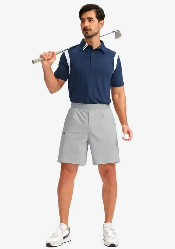 Viodia Men's 7" Golf Shorts with 5 Pockets Elastic Waist Dry Fit Stretch Shorts for Men Hiking Casual Athletic