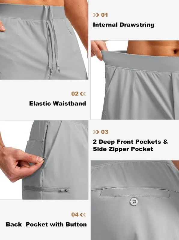 Viodia Men's 7" Golf Shorts with 5 Pockets Elastic Waist Dry Fit Stretch Shorts for Men Hiking Casual Athletic