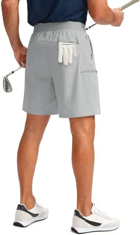 Viodia Men's 7" Golf Shorts with 5 Pockets Elastic Waist Dry Fit Stretch Shorts for Men Hiking Casual Athletic