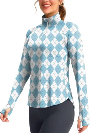 Viodia Women's 1/4 Zip Long Sleeve Sun Shirts UPF50  UV Protection Quick Dry Hiking Fishing Shirts Quarter Zip Pullover