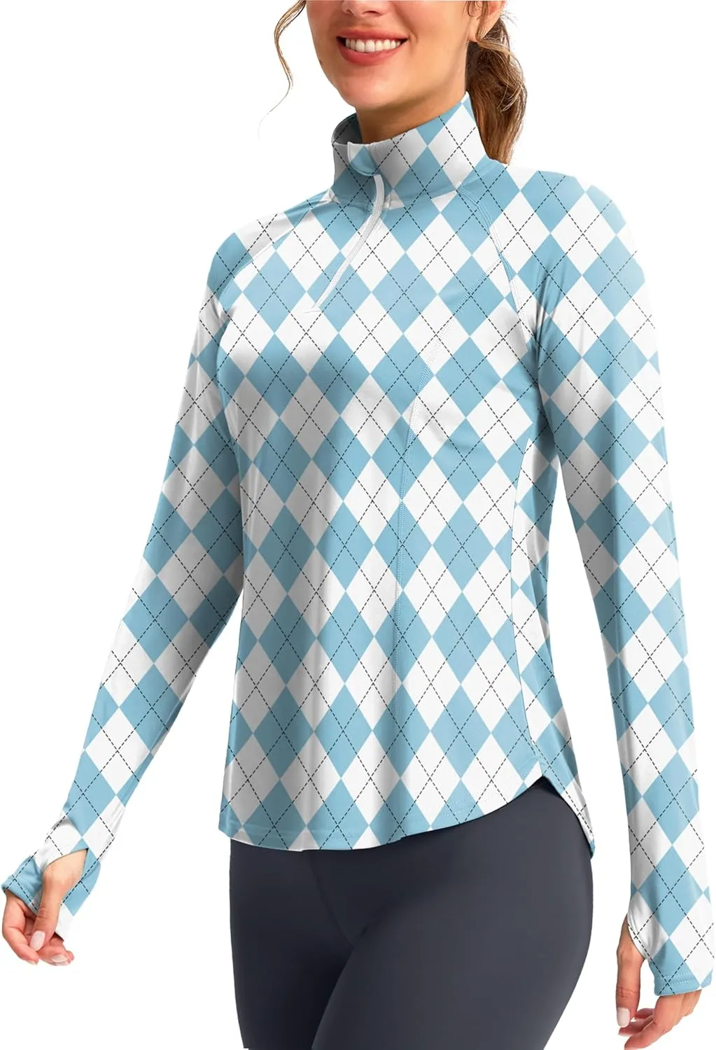 Viodia Women's 1/4 Zip Long Sleeve Sun Shirts UPF50  UV Protection Quick Dry Hiking Fishing Shirts Quarter Zip Pullover