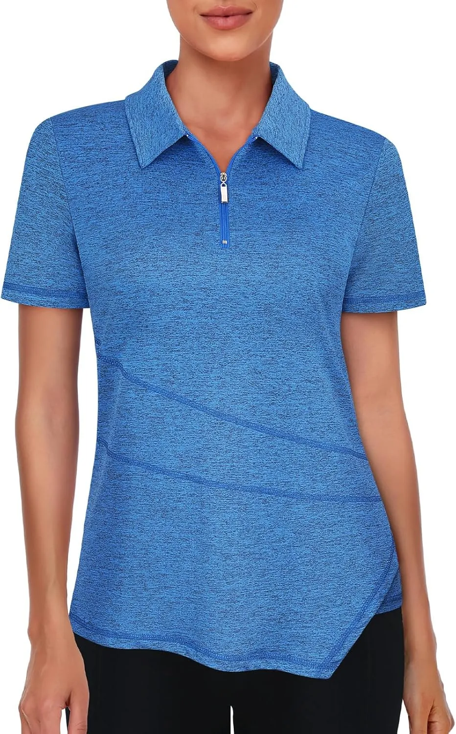 Viracy Women's Golf Shirt Short Sleeve Loose Fitting 1/4 Zip Up Polo Shirt UV Protection Fast Dry Athletic Tops S-3XL