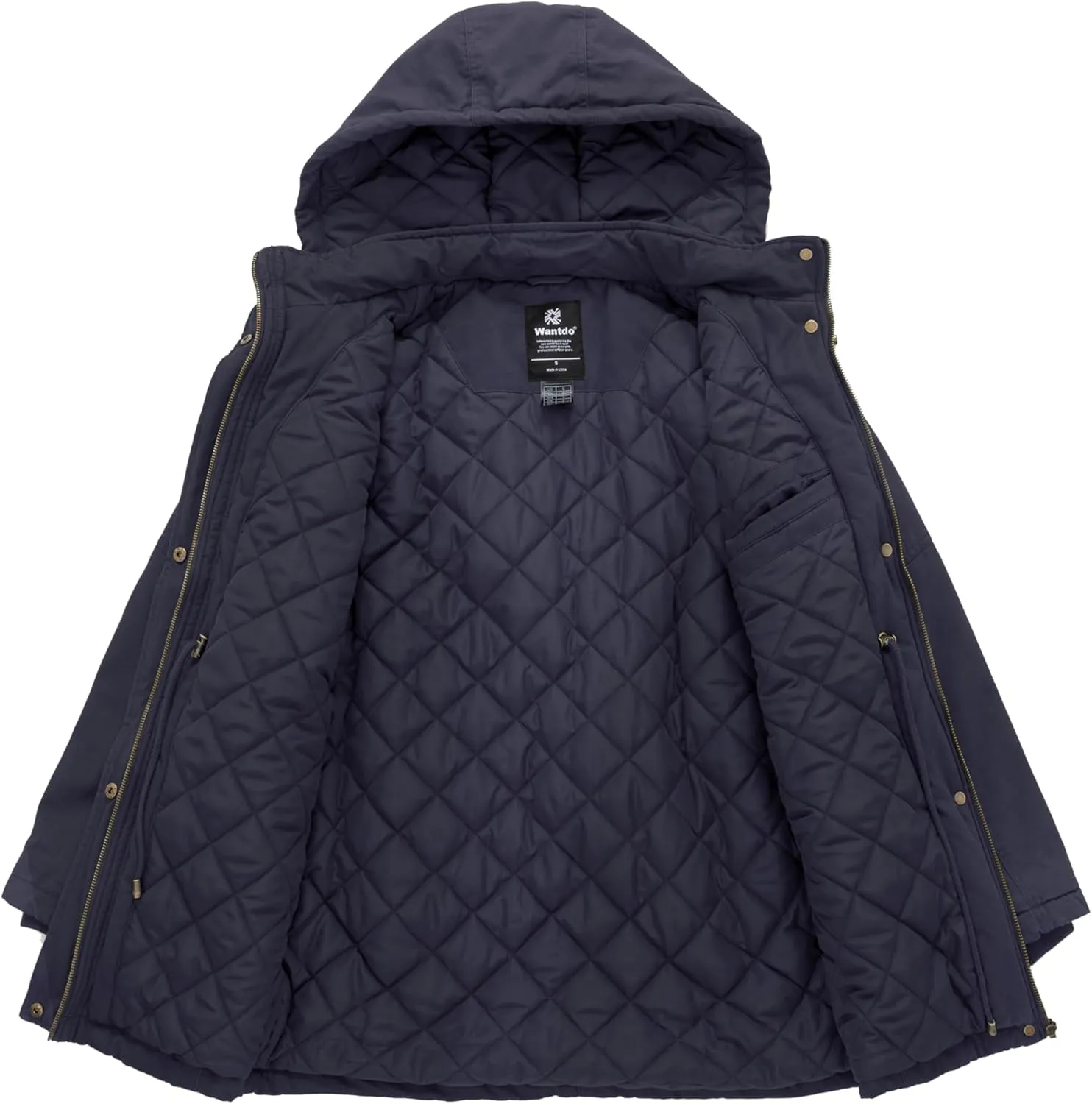 wantdo Women's Winter Parka Coat Sherpa Lined Warm Cotton Jacket with Removable Hood