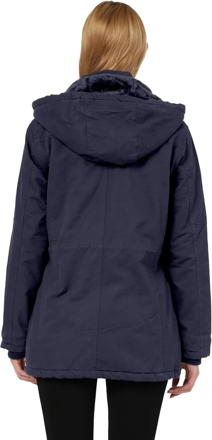 wantdo Women's Winter Parka Coat Sherpa Lined Warm Cotton Jacket with Removable Hood