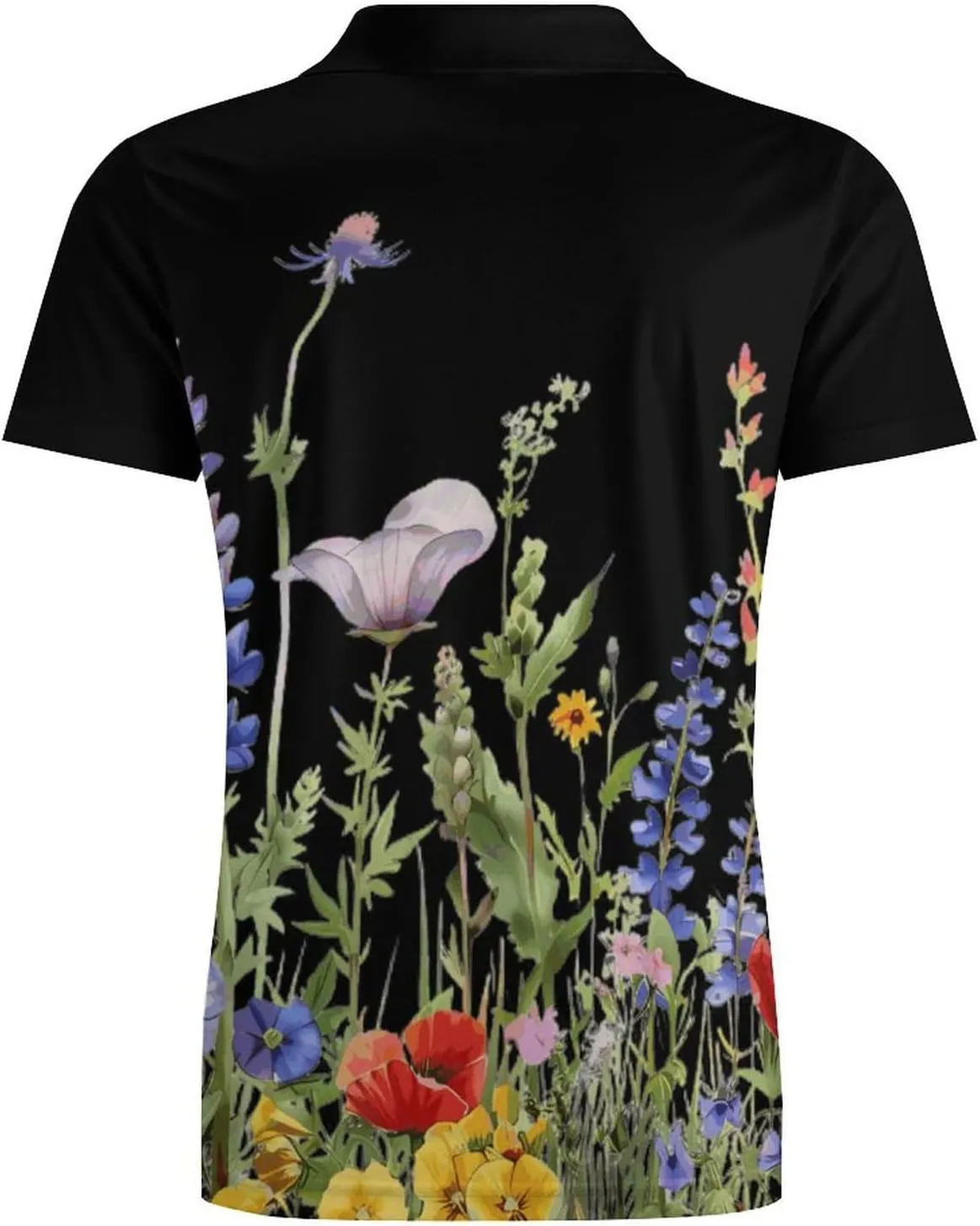 Wild Flowers Men's Polo Shirt Short Sleeve Casual Athletic Quick Dry Golf T-Shirts
