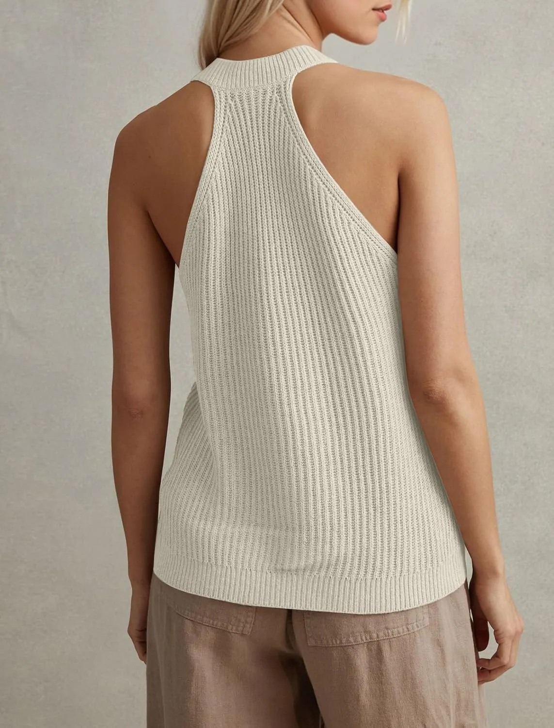 Women Sweater Vest Tops Button Down V Neck Sleeveless Knit Tank Top Loose Fit Knit Cardigan Vest Solid Summer Shirts