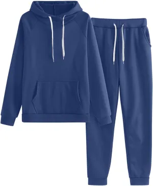 Women's 2 Piece Lounge Sets Long Sleeve V Neck Vintage Sweater Two Piece Travel Outfits Sweatsuits Sweatsuit