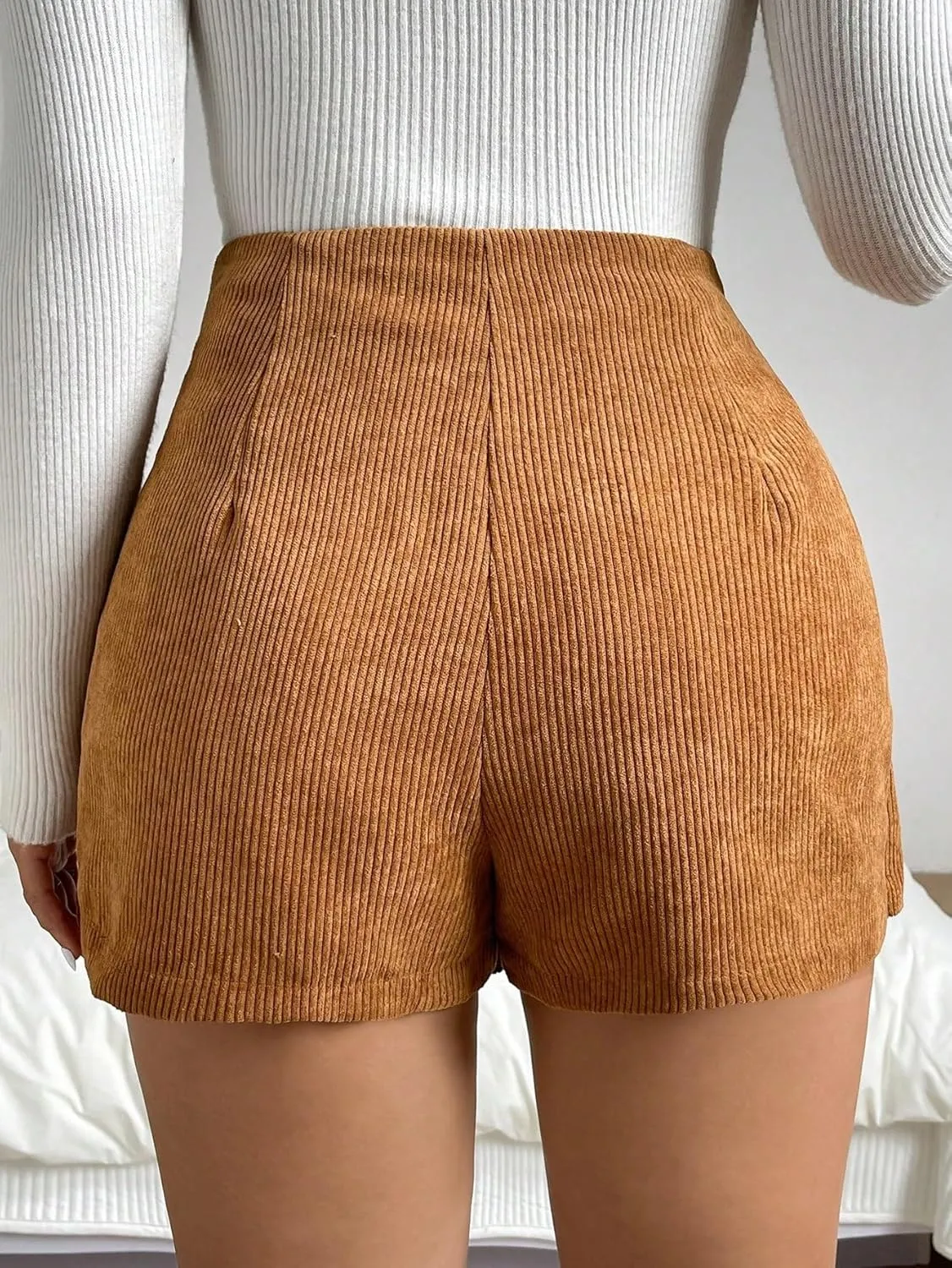 Women's 2025 Casual Plain Shorts Button Skort