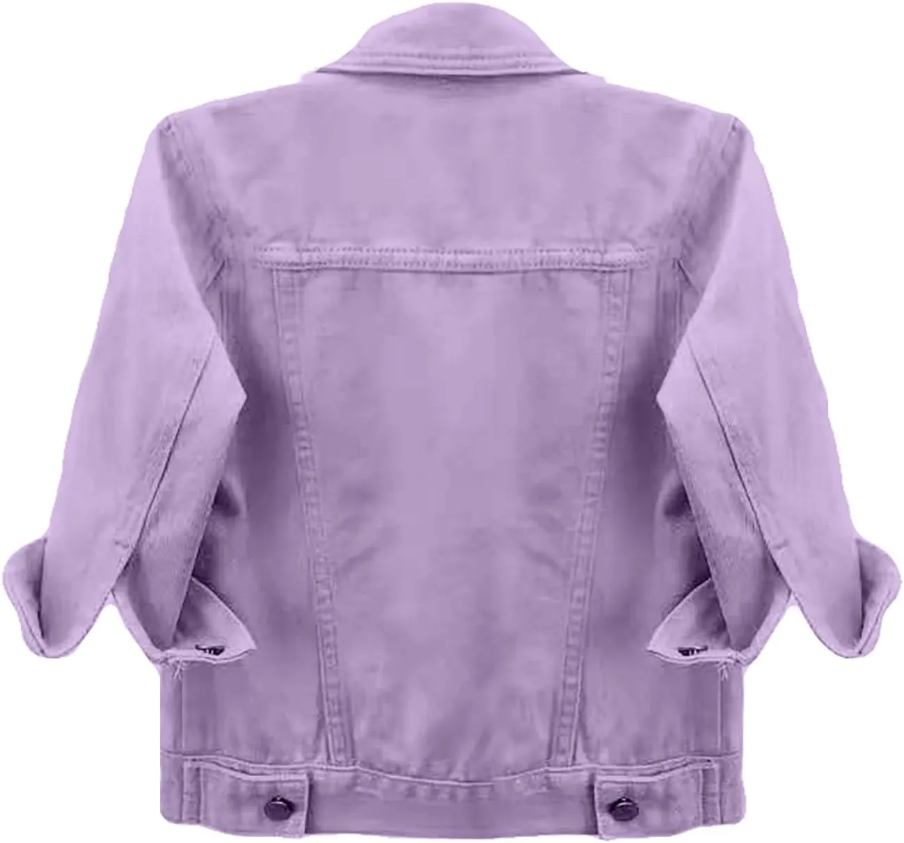 Womens 3/4 Sleeve Short Denim Jacket Plus Size, Basic Lapel Button Down Cropped Casual Jean Jackets Trucker Coats