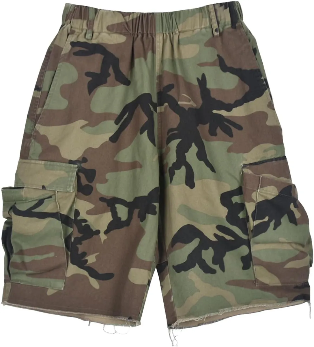 Women's Camo Shorts Elastic Waist Casual Loose Fit High Waisted Camo Short Comfy Multi Pocket Camouflage Shorts
