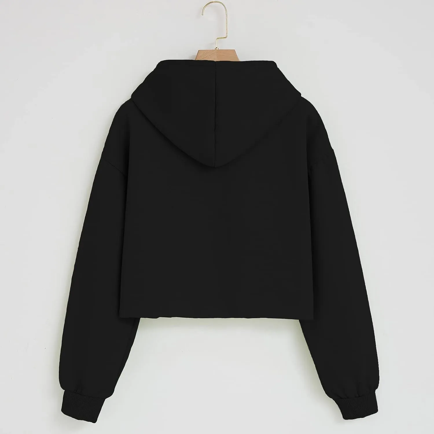 Womens Fashion Crop Sweatshirt Letter Print Hoodies Girls Y2k Cotton Oversized Cropped Pullover Paris Tower Graphic