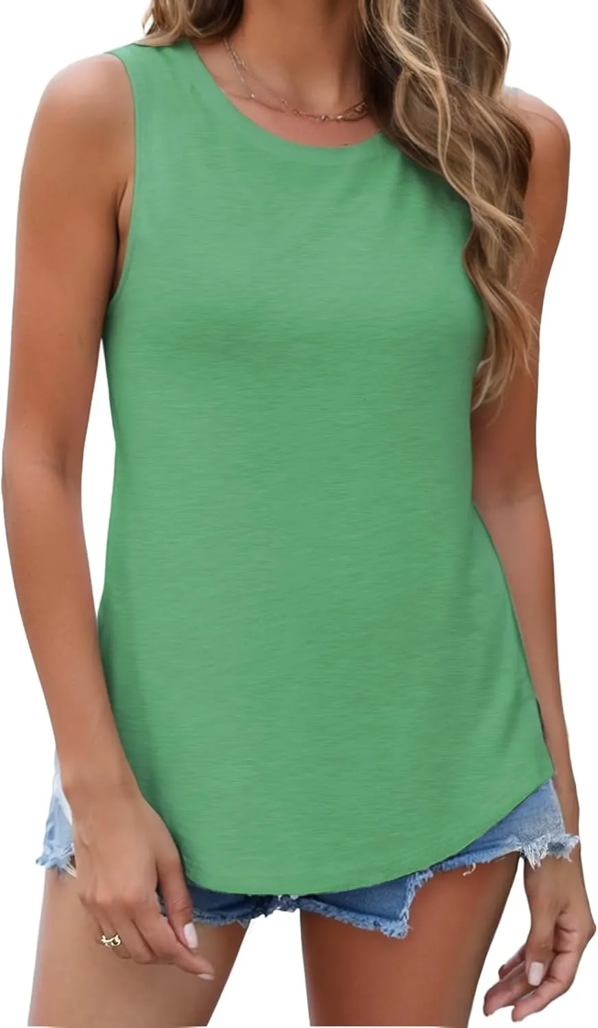 Womens Fashion Tank Tops Crewneck Loose Fit Basic Going Out Clothes Casual Summer Sleeveless Shirts for Women