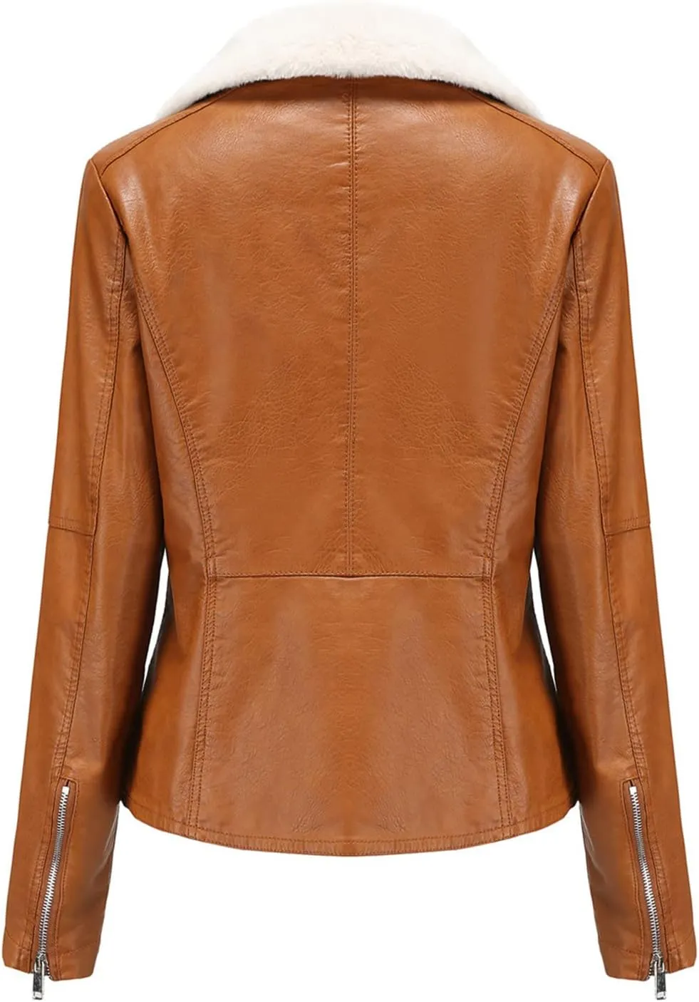 Women's Faux Shearing Moto Jacket Thick Fleece Lined Parka Winter Coat Lapel Sherpa Motorcycle Biker Leather Jacket