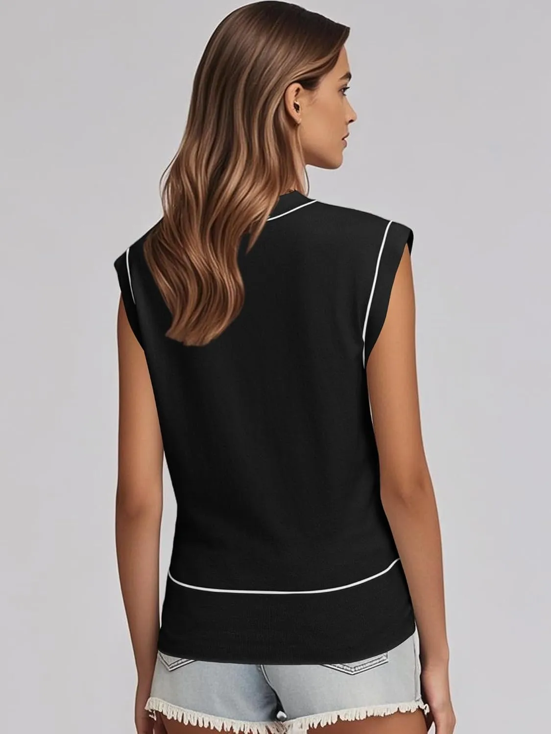 Women's Mock Neck Sleeveless Sweater Vest Casual Cap Sleeve Knit Pullover Tank Tops 2025 Summer Outfits