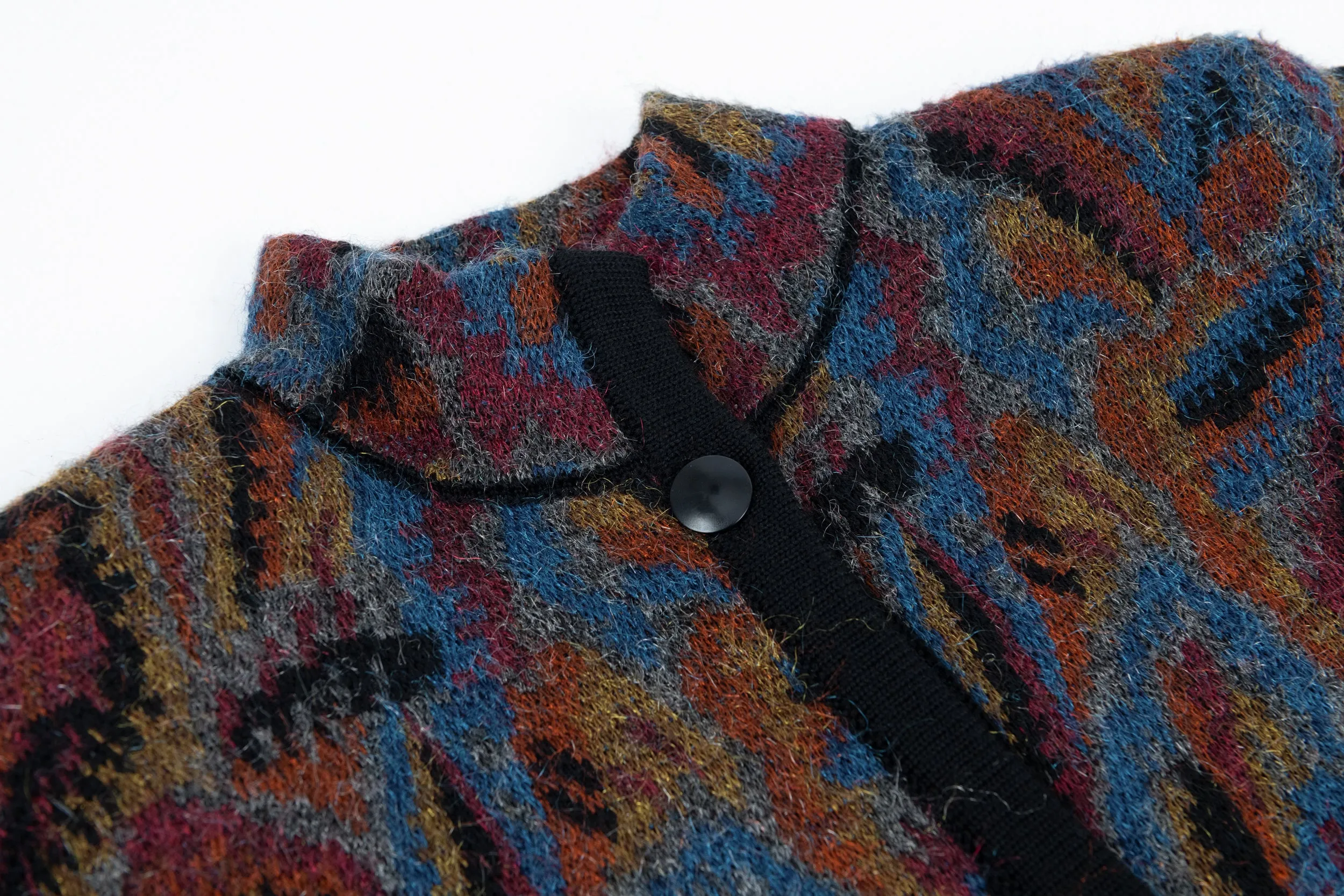Womens Multicolor Wool Blend Long Cardigan / Coat, Size L