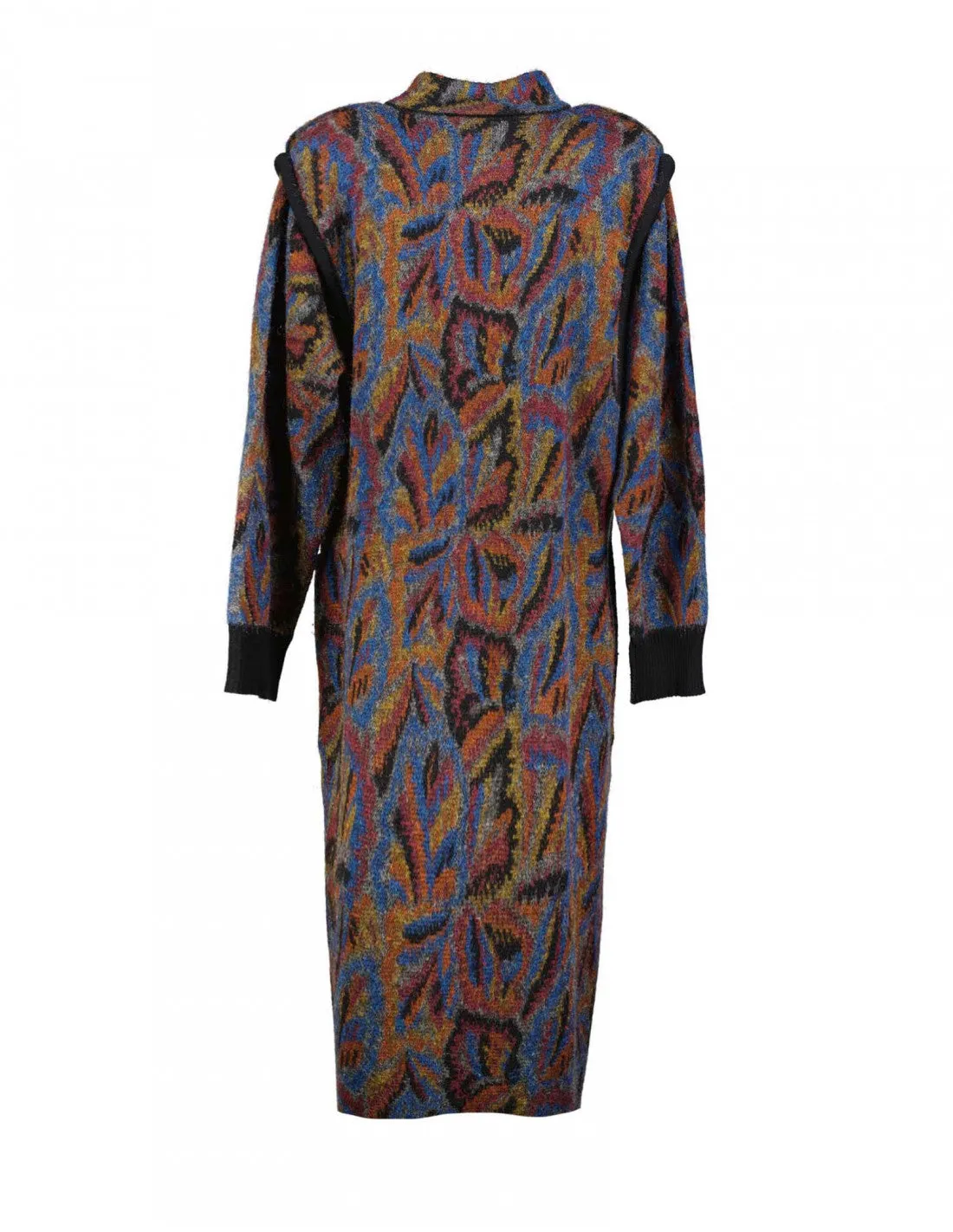 Womens Multicolor Wool Blend Long Cardigan / Coat, Size L