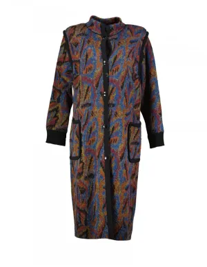 Womens Multicolor Wool Blend Long Cardigan / Coat, Size L