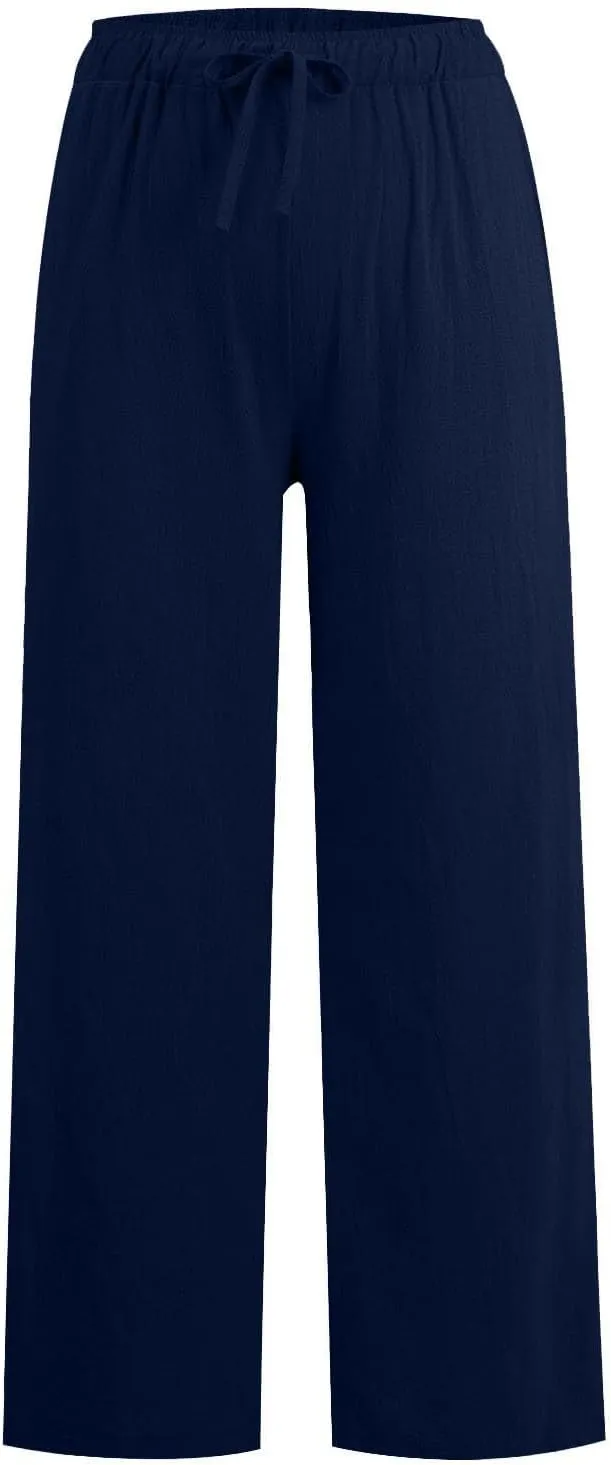 Women's Pants, Linen Pants High Waisted Straight Leg Summer Wide Baggy Sweatpants