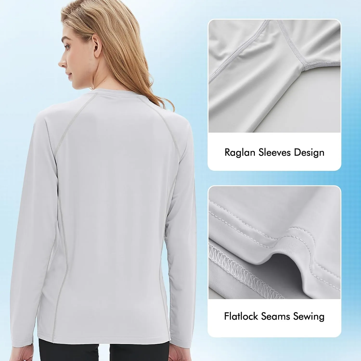 Women's Rash Guard Long Sleeve Shirt UPF 50  Sun UV Protection Quick Dry Swim Shirt Yoga Running Hiking Gym Tee Top