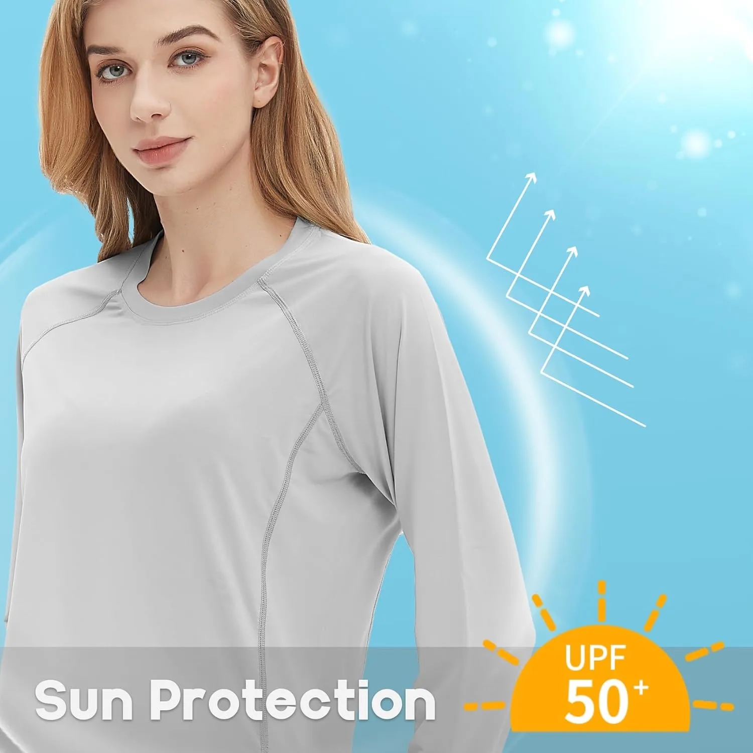Women's Rash Guard Long Sleeve Shirt UPF 50  Sun UV Protection Quick Dry Swim Shirt Yoga Running Hiking Gym Tee Top