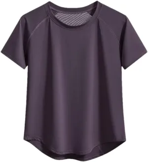 Women's Short Sleeve T-Shirts Breathable Quick-Dry Fitness Casual Sport T-Shirt Yoga Tops