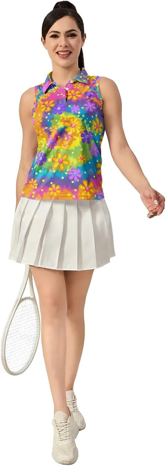 Women's Sleeveless Golf Top Golf Shirts Funny Golf Apparel Athletic Golf Moisture Wicking Sleeveless Polo Shirt