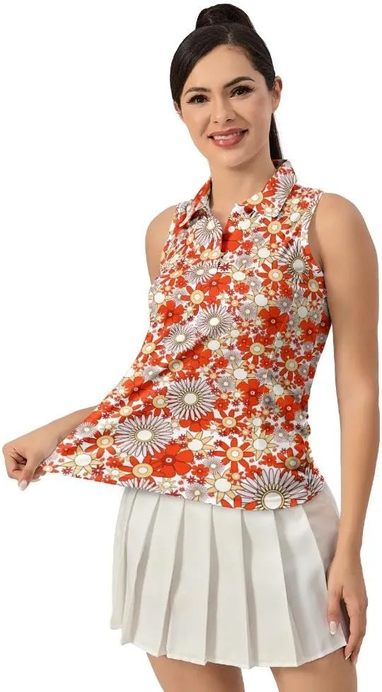 Women's Sleeveless Golf Top Golf Shirts Funny Golf Apparel Athletic Golf Moisture Wicking Sleeveless Polo Shirt