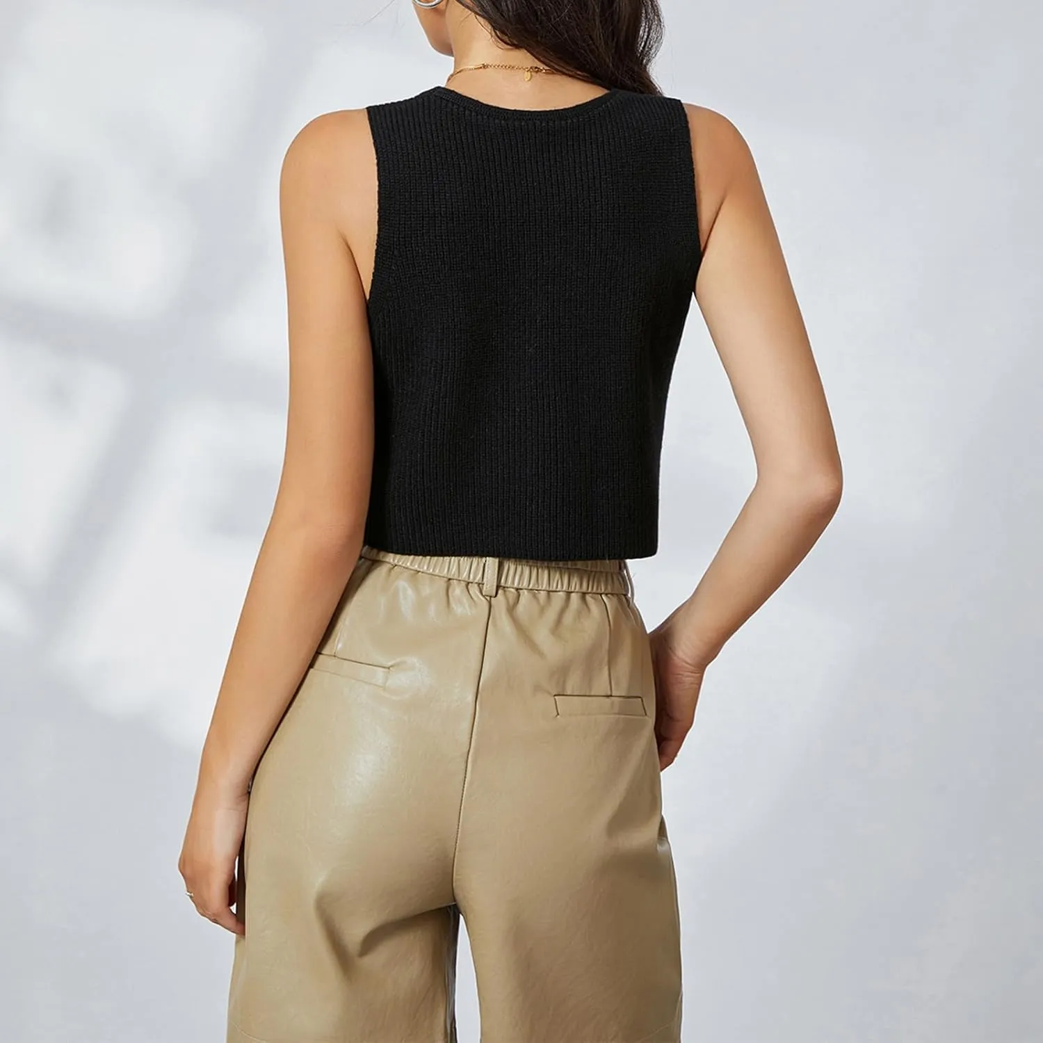 Women's Sleeveless Sweater Vest Knit V Neck Button Going Out Tops Casual Spring Summer Waistcoat Cardigan