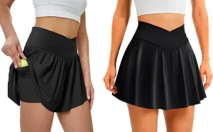 Womens Tennis Athletic Skort with Pockets Shorts