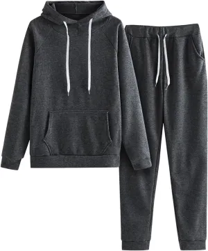 Womens Two Piece Lounge Sets Long Sleeve V Neck Elastic Waist Button Down Sweatshirts with